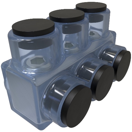 Ilsco ECTS-3-350 Multi-Tap Connector - Aluminum, 350-6 AWG, Stranded, 600 V, Clear