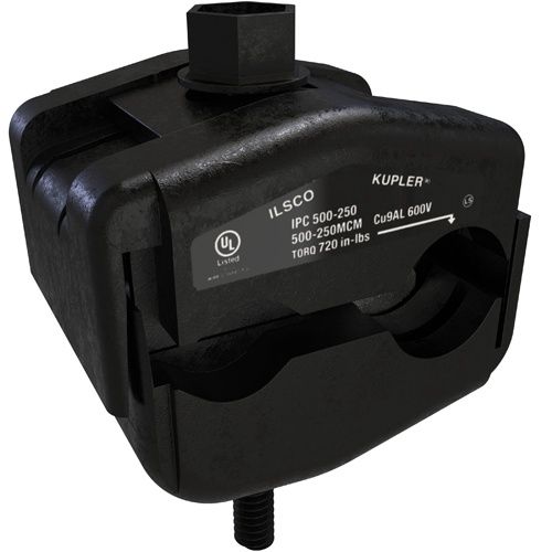 Ilsco IPC-500-250 Insulation Piercing Connector - Copper, 500-250 MCM, Stranded, 600 V, 290 Amp, Black