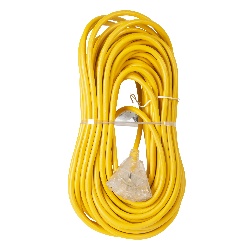 Ilsco OC1001233T - Extension Cord 100ft SJTW Yellow 12/3 Lighted End Triple Tap