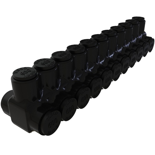 Ilsco PBTD-11-500 Multi-Tap Connector - Aluminum, 600-4 AWG, Stranded, 600 V, Black