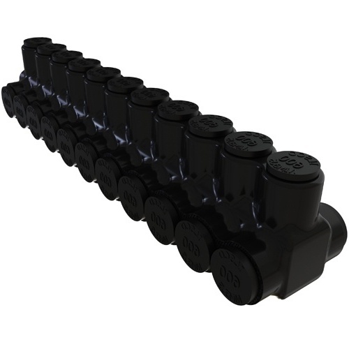 Ilsco PBTD-11-500 Multi-Tap Connector - Aluminum, 600-4 AWG, Stranded, 600 V, Black