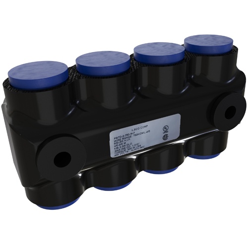 Ilsco PBTD-2-750-M-F Multi-Tap Connector - Aluminum, 750-4/0 AWG, Flex, 600 V, 535 Amp, Black