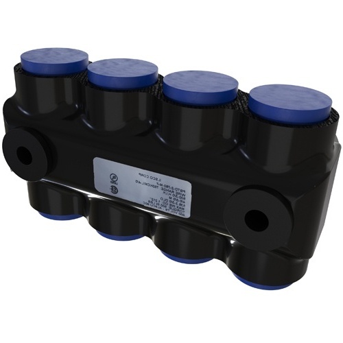 Ilsco PBTD-2-750-M-F Multi-Tap Connector - Aluminum, 750-4/0 AWG, Flex, 600 V, 535 Amp, Black