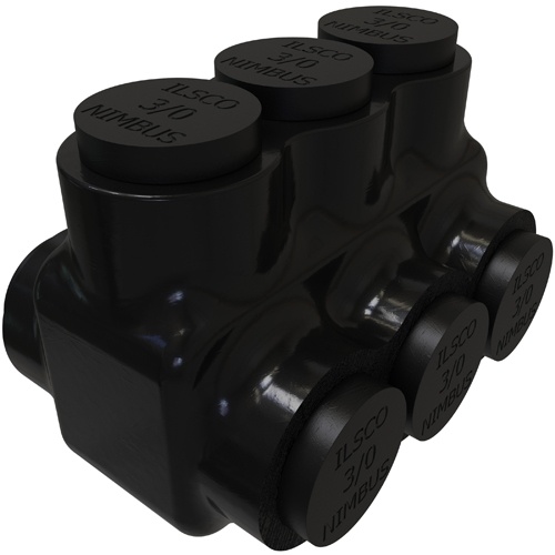 Ilsco PBTD-3-3/0 Multi-Tap Connector - Aluminum, 3/0-6 AWG, Stranded, 600 V, Black