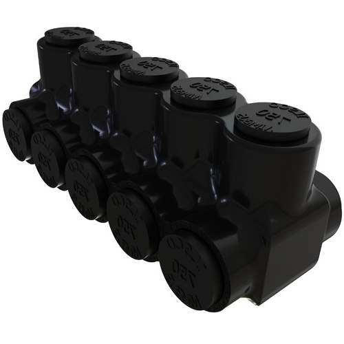 Ilsco PBTD-5-750 Multi-Tap Connector - Aluminum, 750-250 MCM, Stranded, 600 V, Black