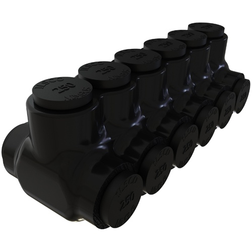 Ilsco PBTD-6-250-SR Multi-Tap Connector - Aluminum, 250-6 AWG, Stranded, 600 V, Black