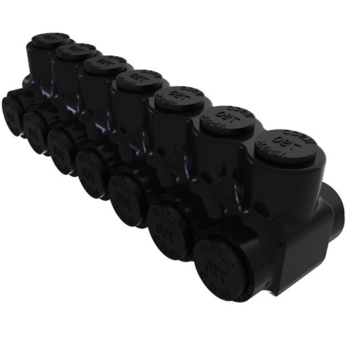 Ilsco PBTD-7-750 Multi-Tap Connector - Aluminum, 750-250 MCM, Stranded, 600 V, Black