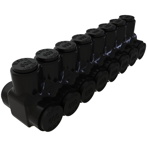 Ilsco PBTD-8-500 Multi-Tap Connector - Aluminum, 600-4 AWG, Stranded, 600 V, Black