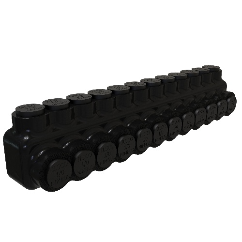 Ilsco PBTS-12-1/0 Multi-Tap Connector - Aluminum, 1/0-14 AWG, Solid, 600 V, Black