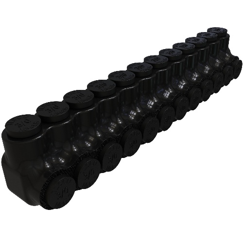 Ilsco PBTS-12-3/0 Multi-Tap Connector - Aluminum, 3/0-6 AWG, Stranded, 600 V, Black