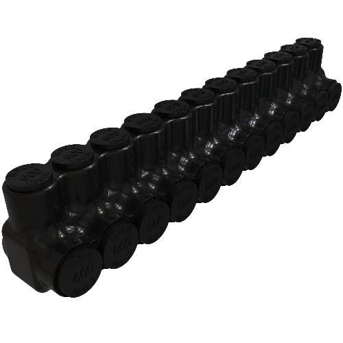 Ilsco PBTS-12-500 Multi-Tap Connector - Aluminum, 600-4 AWG, Stranded, 600 V, Black