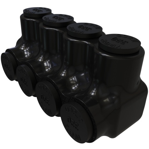 Ilsco PBTS-4-350 Multi-Tap Connector - Aluminum, 350-6 AWG, Stranded, 600 V, Black