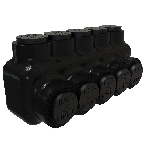 Ilsco PBTS-5-1/0 Multi-Tap Connector - Aluminum, 1/0-14 AWG, Solid, 600 V, Black