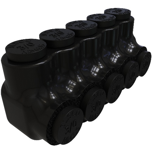 Ilsco PBTS-5-3/0 Multi-Tap Connector - Aluminum, 3/0-6 AWG, Stranded, 600 V, Black