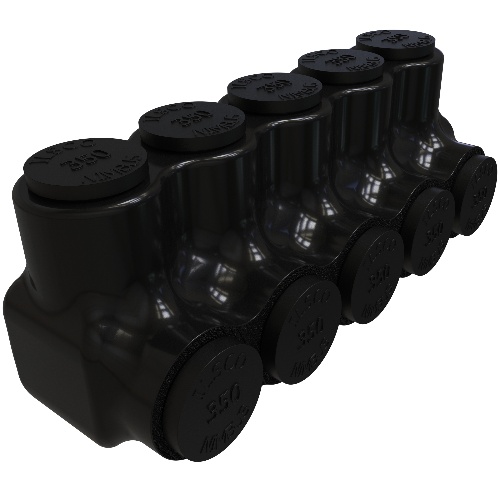 Ilsco PBTS-5-350 Multi-Tap Connector - Aluminum, 350-6 AWG, Stranded, 600 V, Black