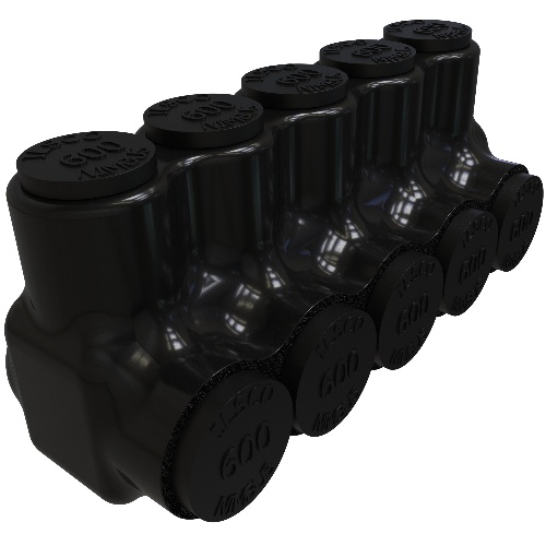 Ilsco PBTS-5-500 Multi-Tap Connector - Aluminum, 600-4 AWG, Stranded, 600 V, Black