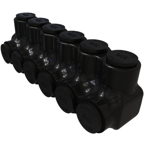 Ilsco PBTS-6-350 Multi-Tap Connector - Aluminum, 350-6 AWG, Stranded, 600 V, Black