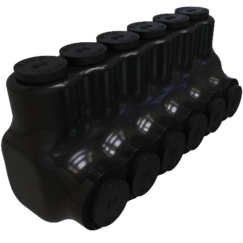 Ilsco PBTS-6-4 Multi-Tap Connector - Aluminum, 4-14 AWG, Solid, 600 V, Black