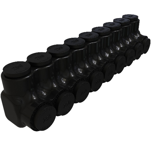 Ilsco PBTS-9-250 Multi-Tap Connector - Aluminum, 250-6 AWG, Stranded, 600 V, Black
