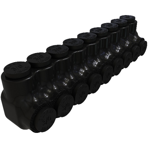 Ilsco PBTS-9-3/0 Multi-Tap Connector - Aluminum, 3/0-6 AWG, Stranded, 600 V, Black