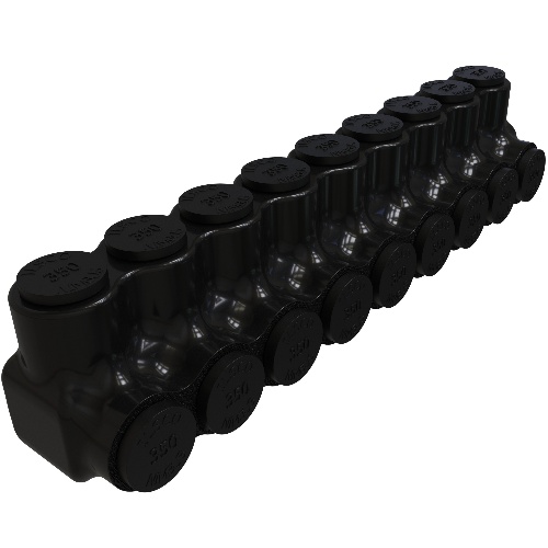 Ilsco PBTS-9-350 Multi-Tap Connector - Aluminum, 350-6 AWG, Stranded, 600 V, Black