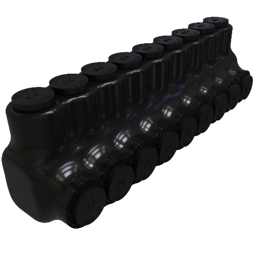 Ilsco PBTS-9-4 Multi-Tap Connector - Aluminum, 4-14 AWG, Solid, 600 V, Black
