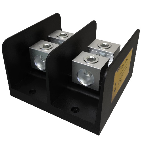 Ilsco PDB-11-500-2 Power Distribution Block - Aluminum, 500-4 AWG, Solid, 600 V, 1/4", 380 Amp, Black