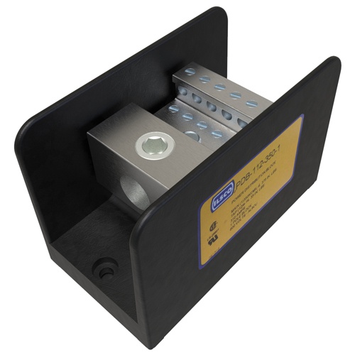 Ilsco PDB-112-350-1 Power Distribution Block - Aluminum, 350-6 AWG, Solid, 600 V, 1/4", 310 Amp