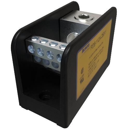 Ilsco PDB-112A-350-1 Power Distribution Block - Aluminum, 350-6 AWG, Solid, 600 V, #10, 310 Amp, Black