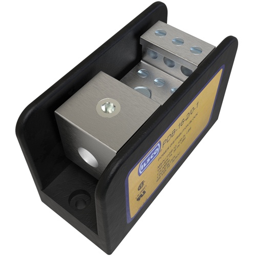 Ilsco PDB-16-2/0-1 Power Distribution Block - Aluminum, 2/0-12 AWG, Solid, 600 V, #10, 175 Amp, Black