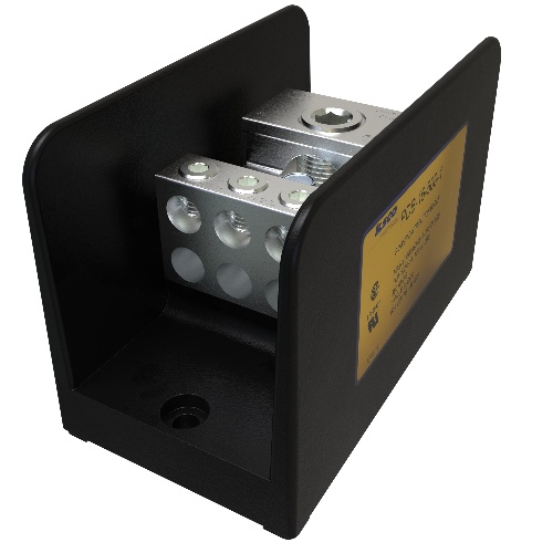 Ilsco PDB-16-500-1 Power Distribution Block - Aluminum, 500-6 AWG, Solid, 600 V, 1/4", 380 Amp, Black