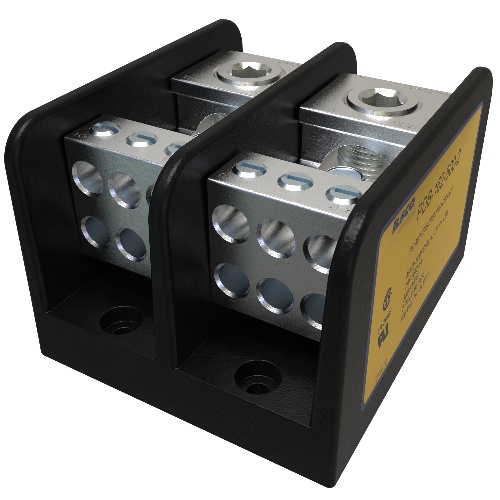 Ilsco PDB-162-500-2 Power Distribution Block - Aluminum, 500-4 AWG, Solid, 600 V, #10, 380 Amp, Black