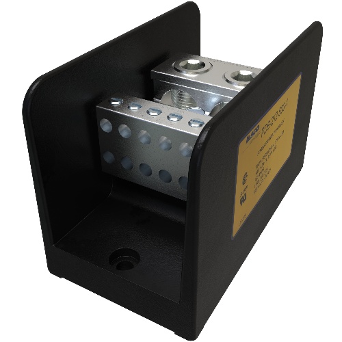 Ilsco PDB-212-500-1 Power Distribution Block - Aluminum, 500-4 AWG, Solid, 600 V, 1/4", 760 Amp, Black