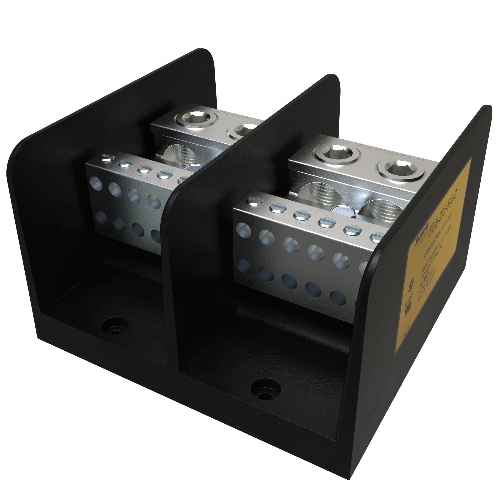 Ilsco PDB-212-500-2 Power Distribution Block - Aluminum, 500-4 AWG, Solid, 600 V, 1/4", 760 Amp, Black