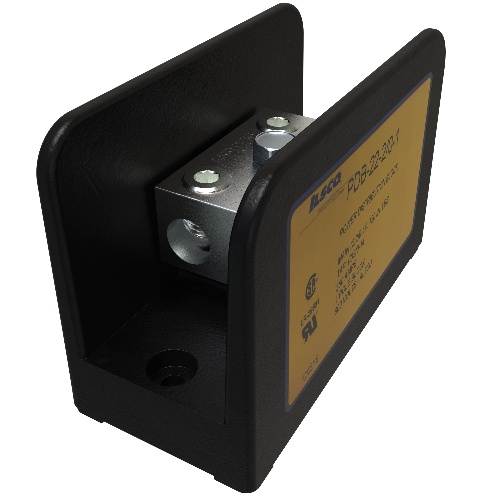 Ilsco PDB-22-2/0-1 Power Distribution Block - Aluminum, 2/0-14 AWG, Stranded, 600 V, #10, 350 Amp, Black