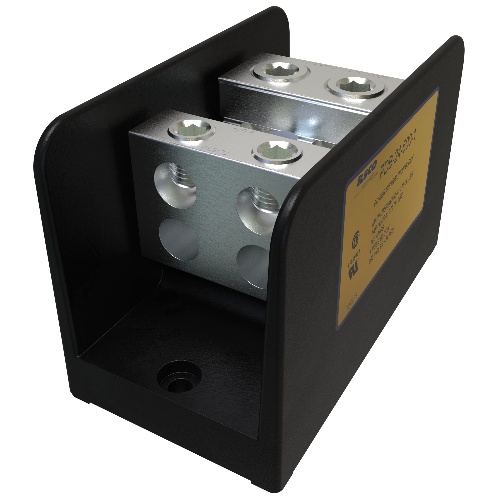 Ilsco PDB-24-500-1 Power Distribution Block - Aluminum, 500-4 AWG, Solid, 600 V, 1/4", 760 Amp, Black