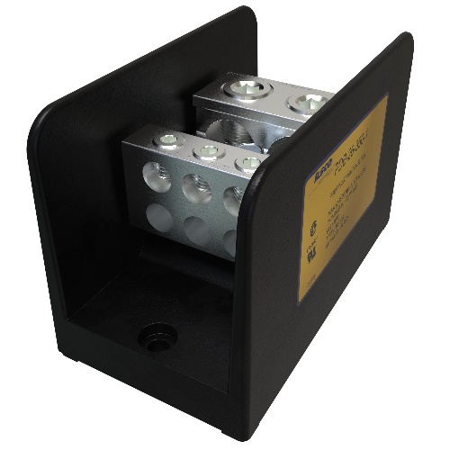 Ilsco PDB-26-500-1 Power Distribution Block - Aluminum, 500-4 AWG, Solid, 600 V, 1/4", 760 Amp, Black