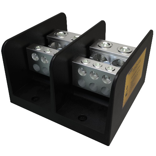 Ilsco PDB-26-500-2 Power Distribution Block - Aluminum, 500-4 AWG, Solid, 600 V, 1/4", 760 Amp, Black