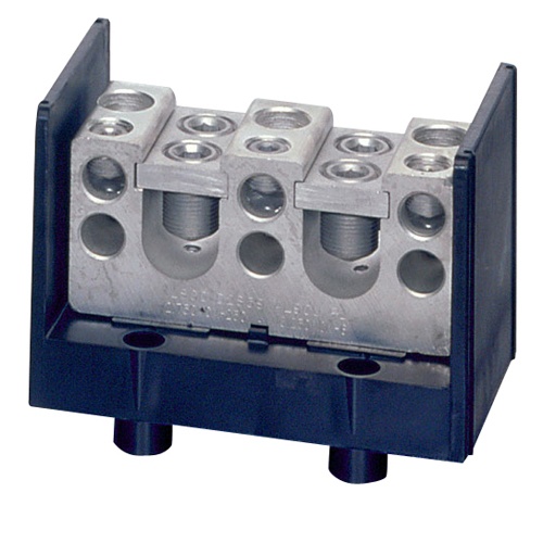 Ilsco PDBU-26-750-1 Power Distribution Block - Aluminum, 750-250 MCM, Solid, 600 V, 1/4", 1520 Amp, Black