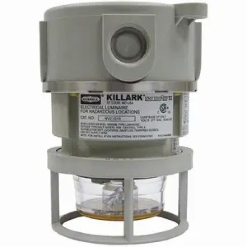 Killark NVSLCFG25AXG - NV2 Series, Gray Non-Metallic Cmpct Flashing LED Lt Fixt (w/ LED), 3/4" Ceiling Mount w/ Amber Strobelight & Guard, 120-240VAC, 50/60Hz