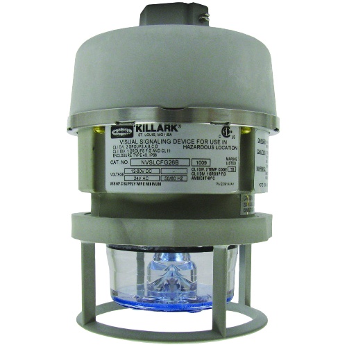 Killark NVSLCSG25A - NV2 Series, Gray Non-Metallic Cmpt Steady LED Lt Fixt (LED Incl), 3/4" Pendant Mount w/ Amber Strobelight & Guard, 120-240VAC, 50/60Hz