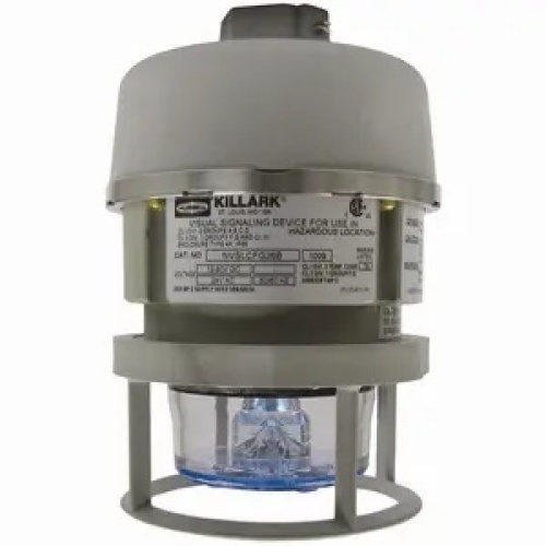 Killark NVSLCSG25AAG - NV2 Series, Gray Non-Metallic Cmpt Steady LED Lt Fixt (LED Incl), 3/4" Pendant Mount w/ Amber Strobelight & Guard, 120-240VAC, 50/60Hz