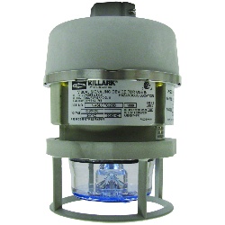 Killark NVSLCSG25CAG - NV2 Series, Gray Non-Metallic Cmpt Steady LED Lt Fixt (LED Incl), 3/4" Pendant Mount w/ Clear Strobelight & Guard, 120-240VAC, 50/60Hz