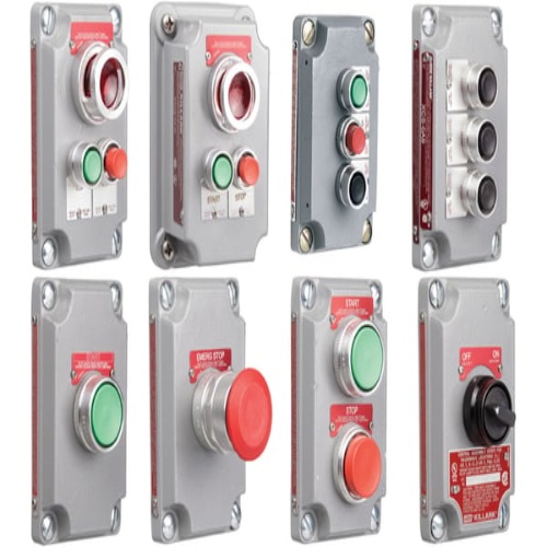 Killark XCS-1B4-U Control Station - Green, Red, 1/2", 2NO, 2NC