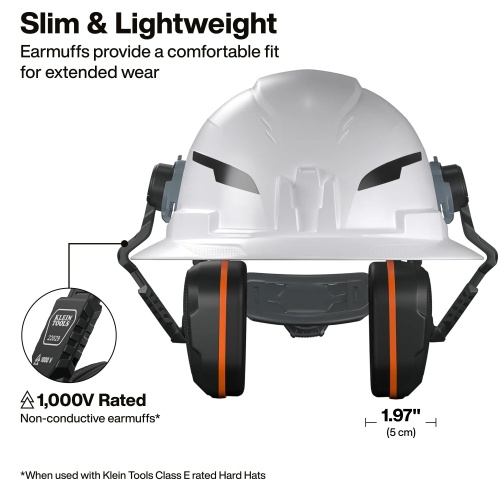 Klein 22029 Slim Non-Conductive Hard Hat Earmuffs