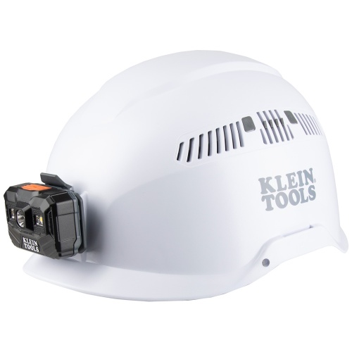 Klein 60150 Safety Helmet, Vented-Class C, with Rechargeable Headlamp, White
