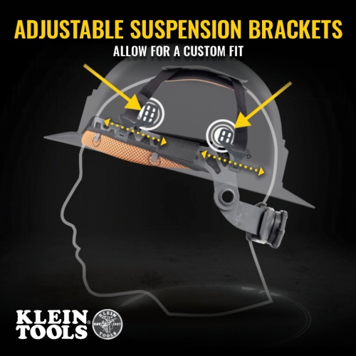 Klein 60407RL Hard Hat, Vented, Full Brim with Rechargeable Headlamp, White