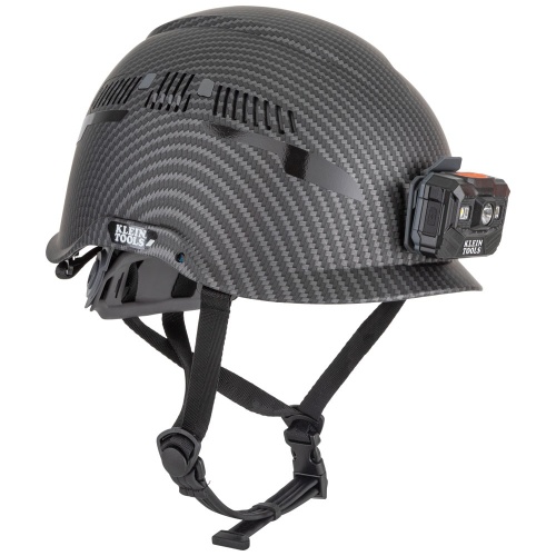 Klein 60517 Safety Helmet, Premium KARBN® Pattern, Vented, Class C, Headlamp