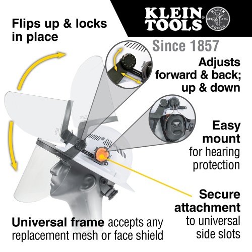 Klein 60528 Face Shield, Full Brim Hard Hat, Clear