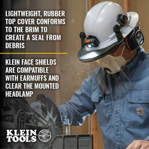 Klein 60528 Face Shield, Full Brim Hard Hat, Clear